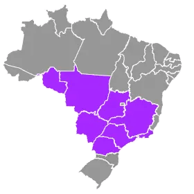 Mapa de Estados onde a Viação Andorinha atua